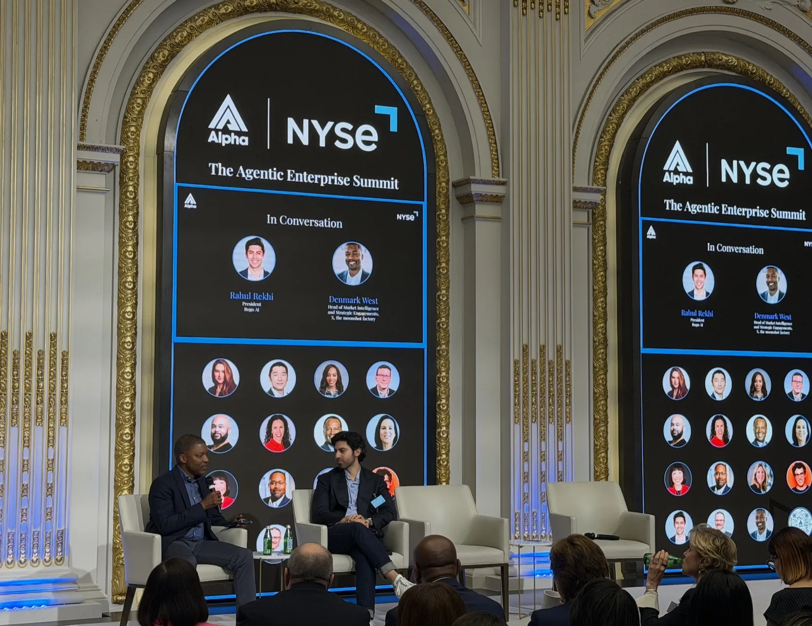 Two leaders discuss frontier AI capability before an audience at Alpha's Agentic Enterprise Summit.